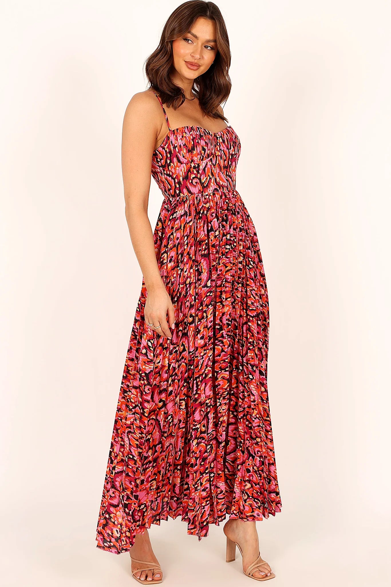 Achanti Pleated Maxi Dress - Pink Multi