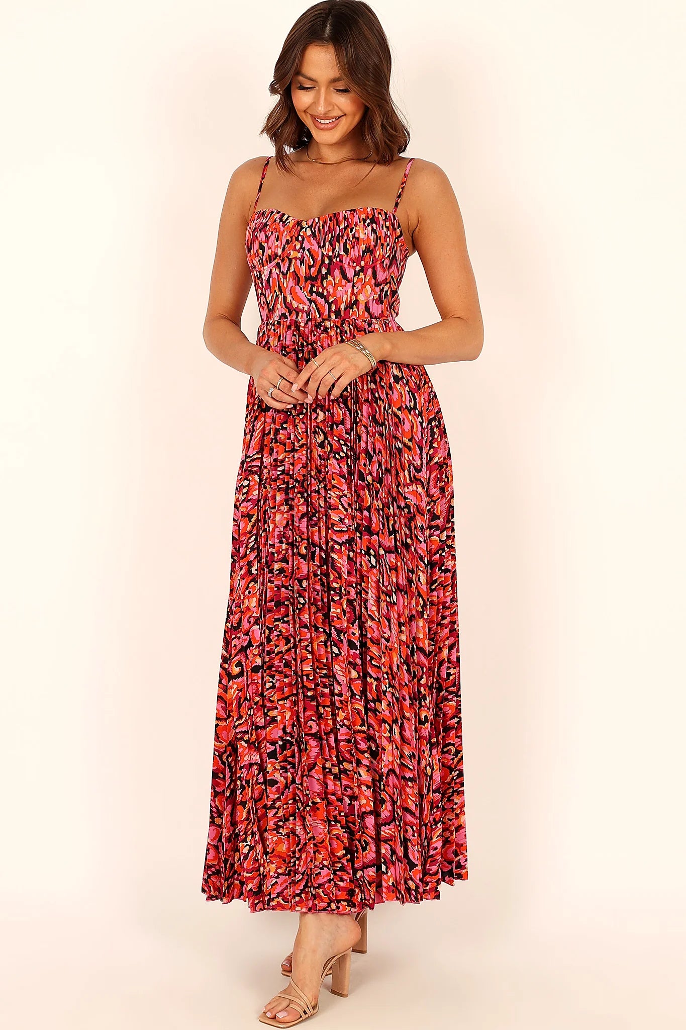 Achanti Pleated Maxi Dress - Pink Multi