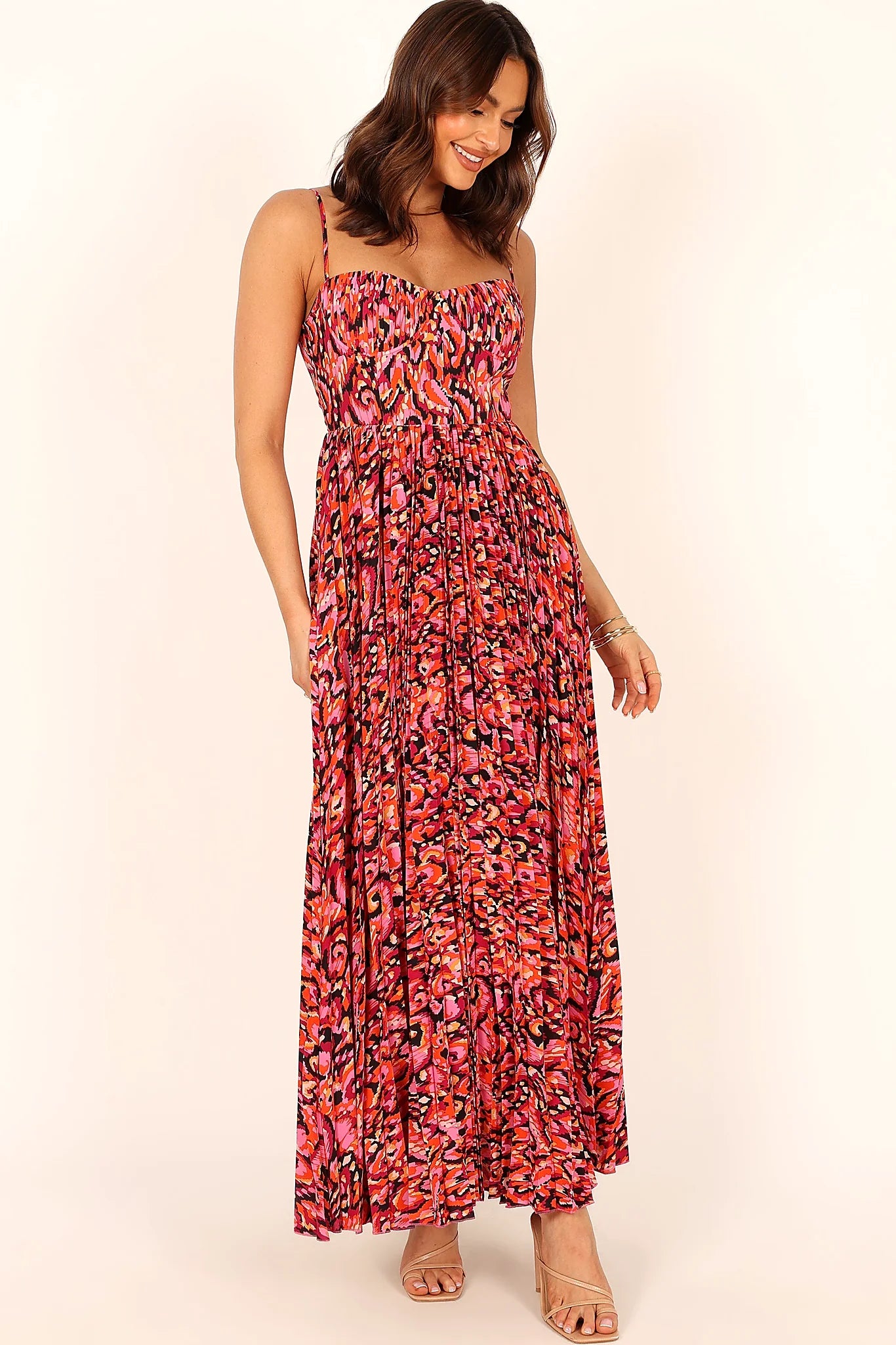 Achanti Pleated Maxi Dress - Pink Multi