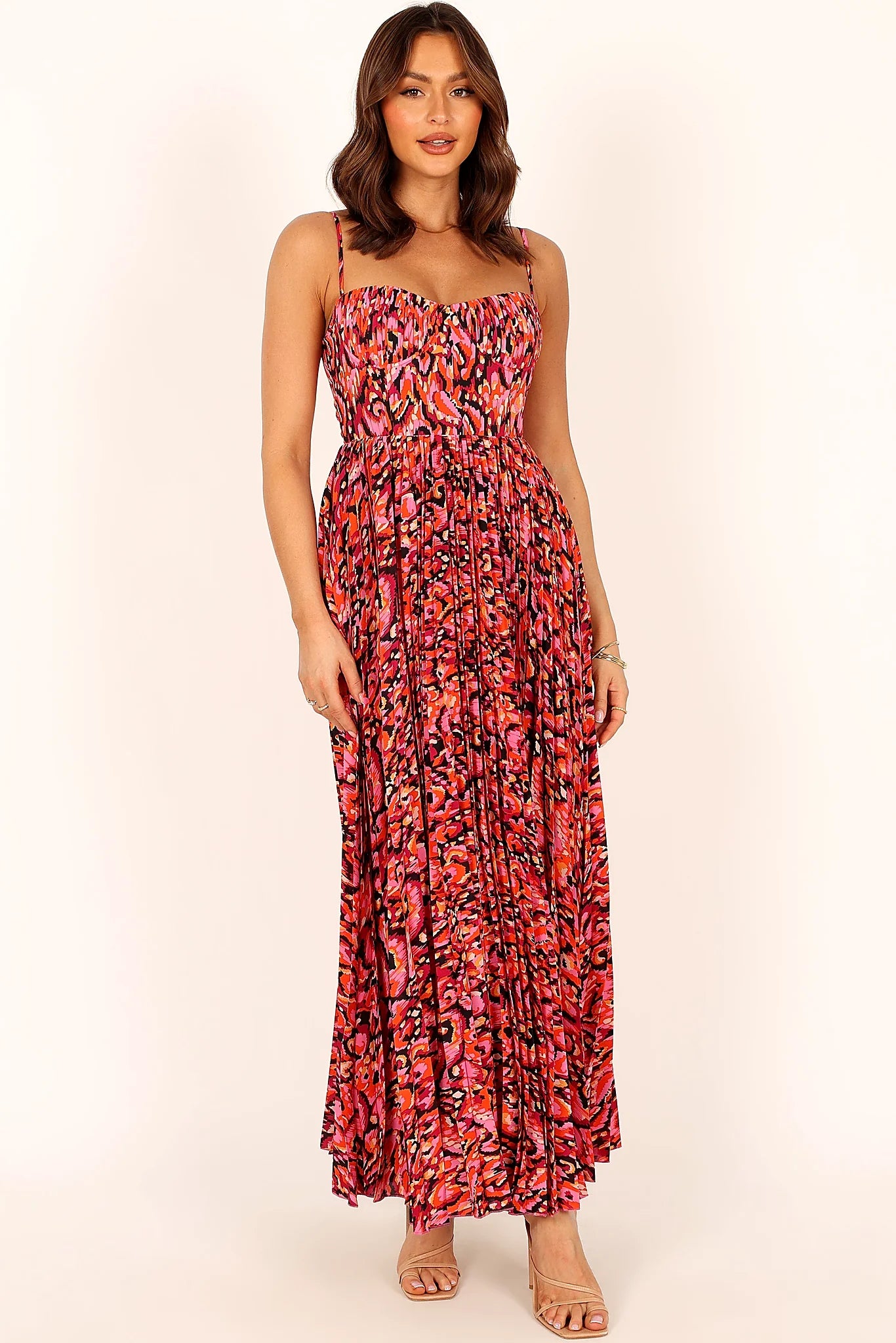 Achanti Pleated Maxi Dress - Pink Multi