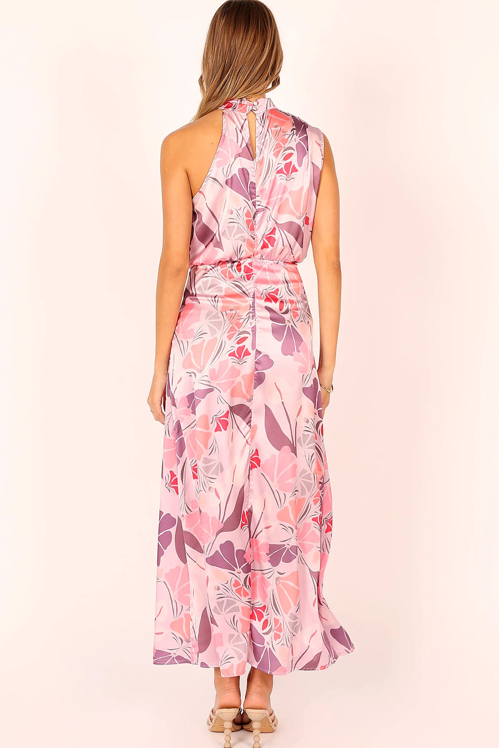 Amelia Halterneck Maxi Dress - Pink Floral