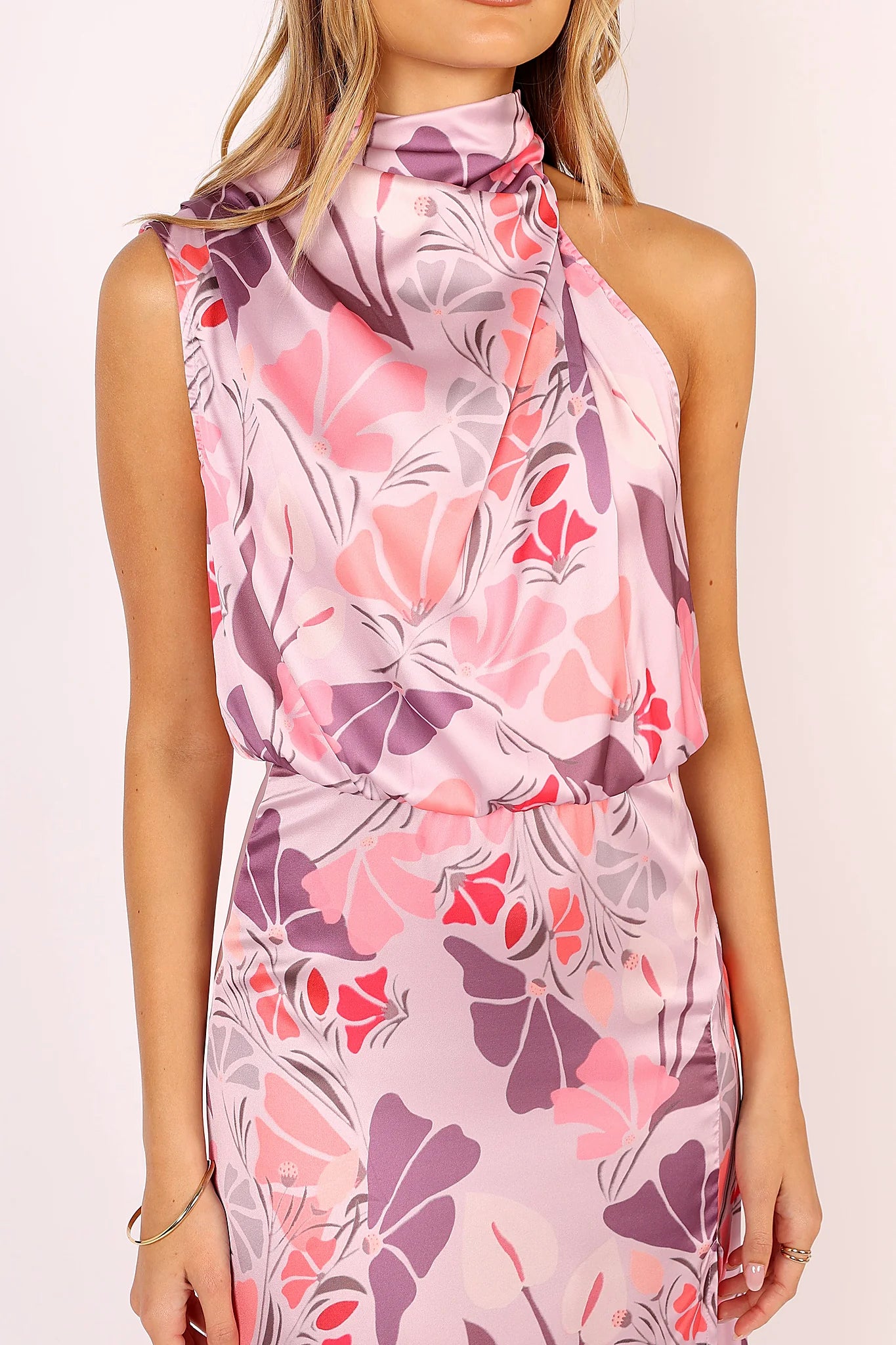 Amelia Halterneck Maxi Dress - Pink Floral