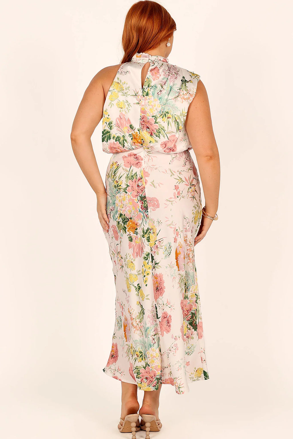 Anabelle Halter Neck Midi Dress - White Floral