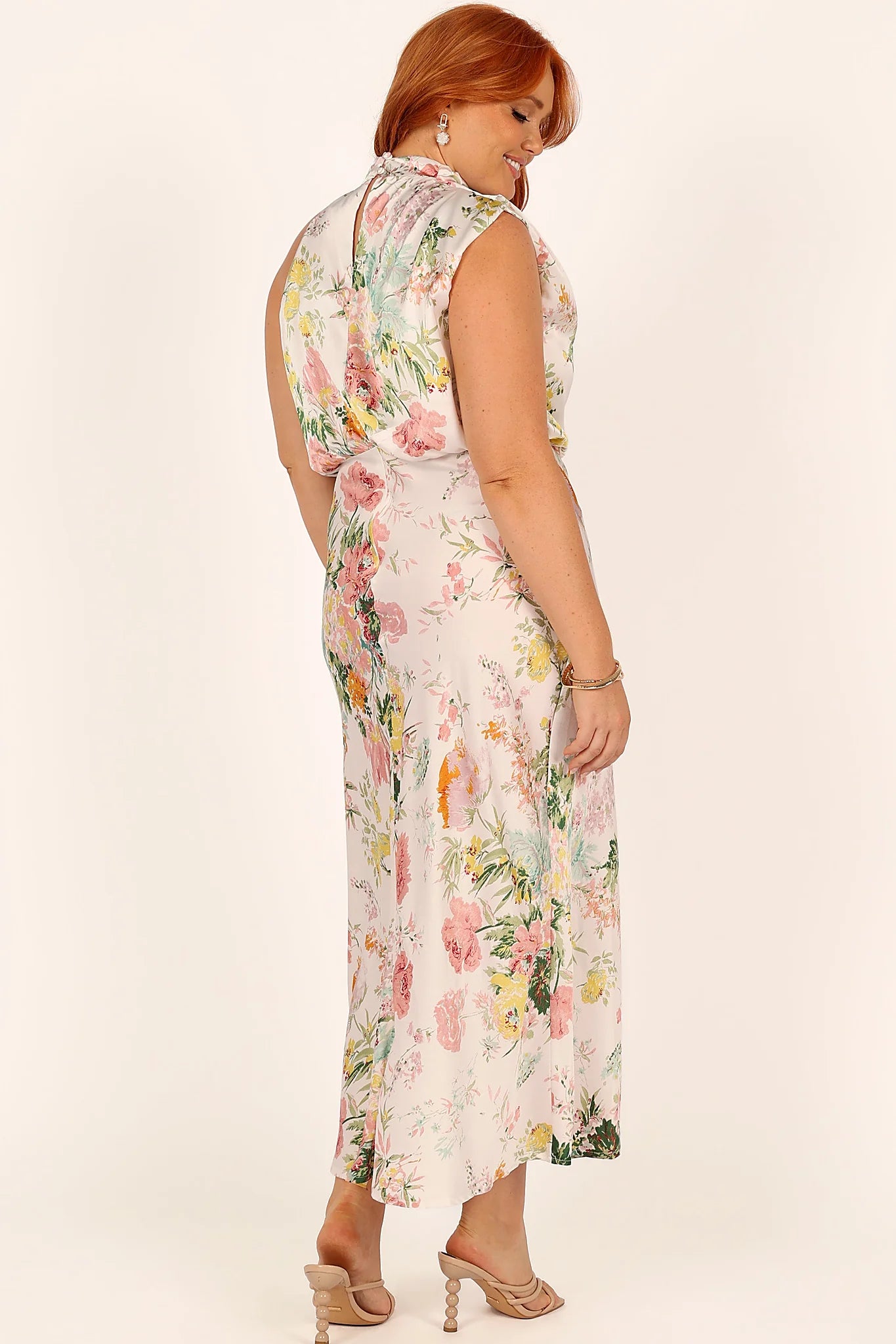 Anabelle Halter Neck Midi Dress - White Floral