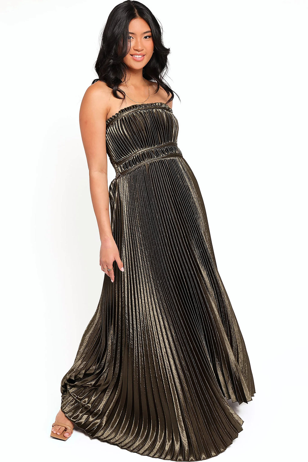 Angelique Strapless Maxi Dress - Olive