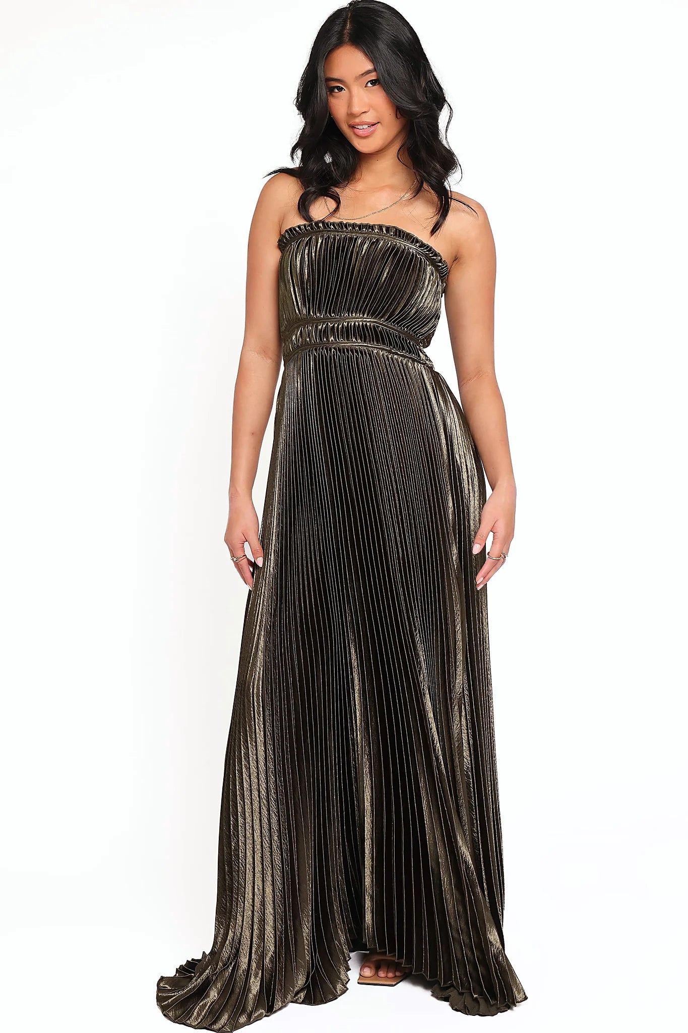 Angelique Strapless Maxi Dress - Olive