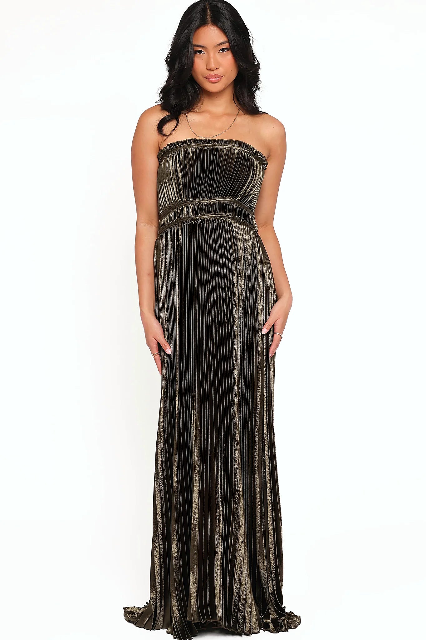 Angelique Strapless Maxi Dress - Olive