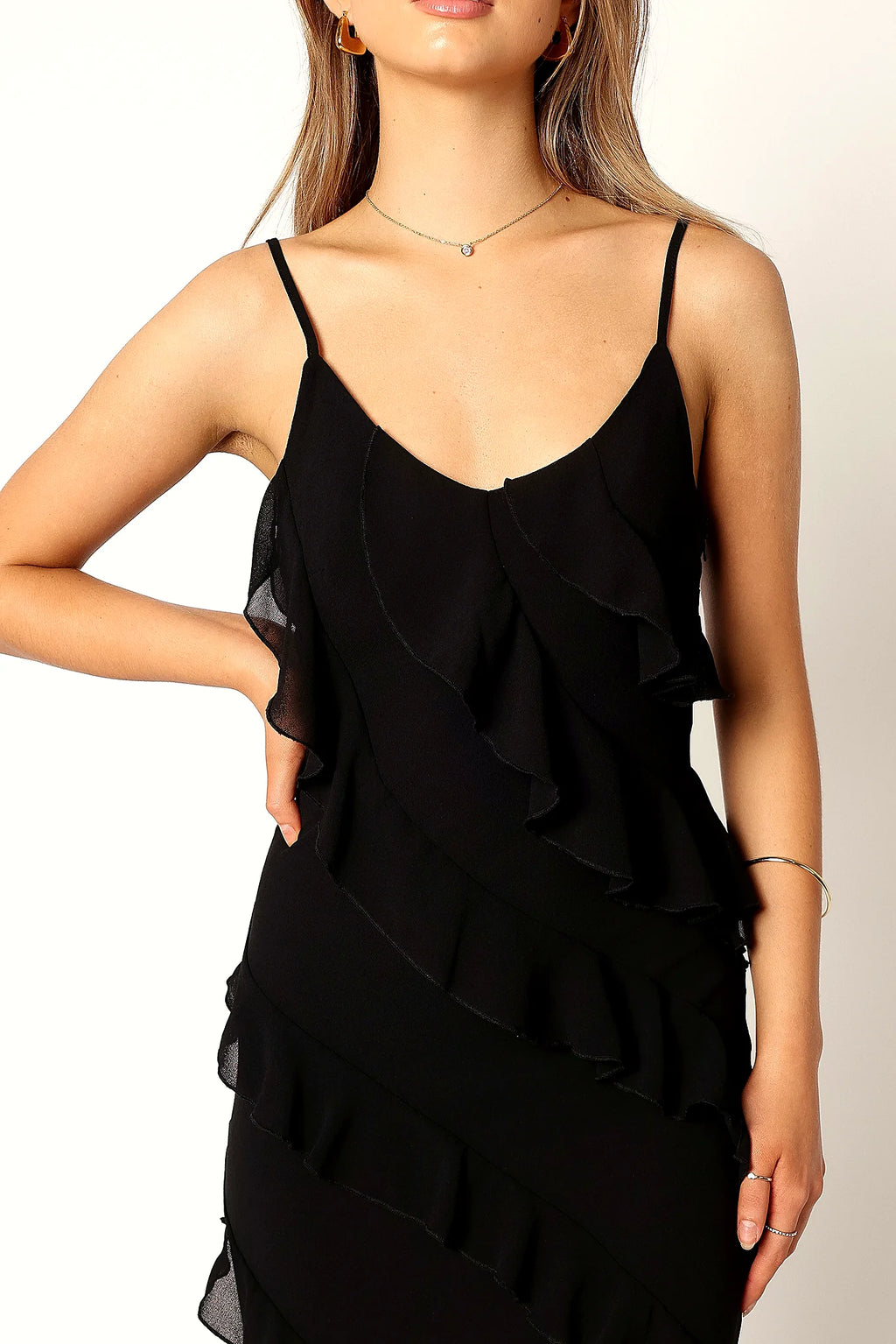 Ciao Ruffles Maxi Dress - Black