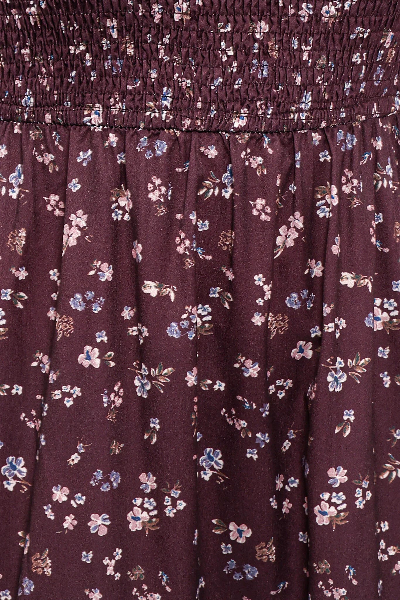 Edwina Shirred Frill Long Sleeve Midi Dress - Plum Floral