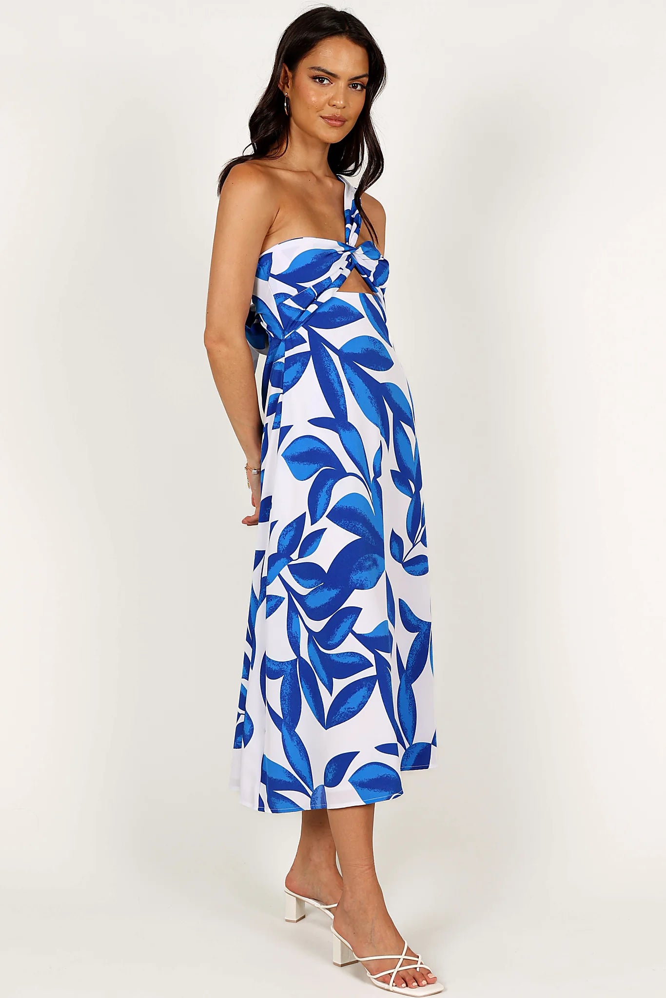 Freddie Midi Dress - White/Blue