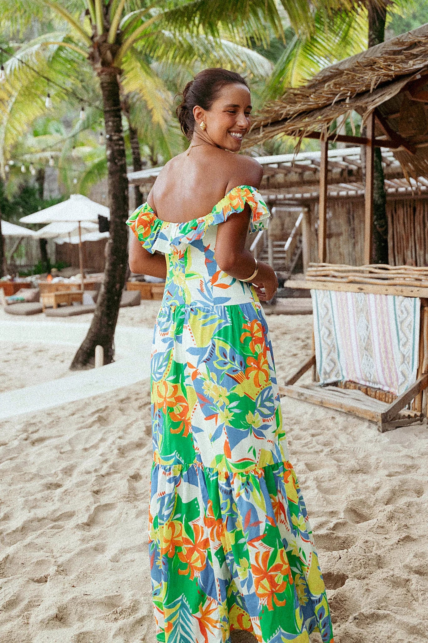 Harriet Off Shoulder Maxi Dress - Malta Print