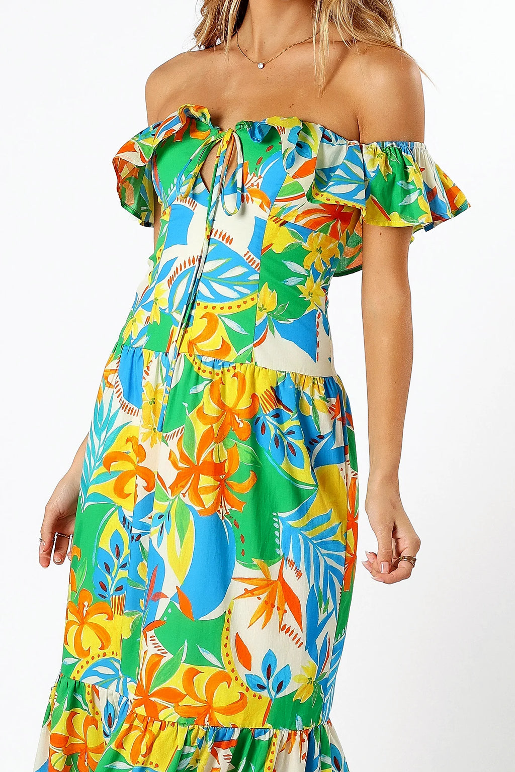 Harriet Off Shoulder Maxi Dress - Malta Print