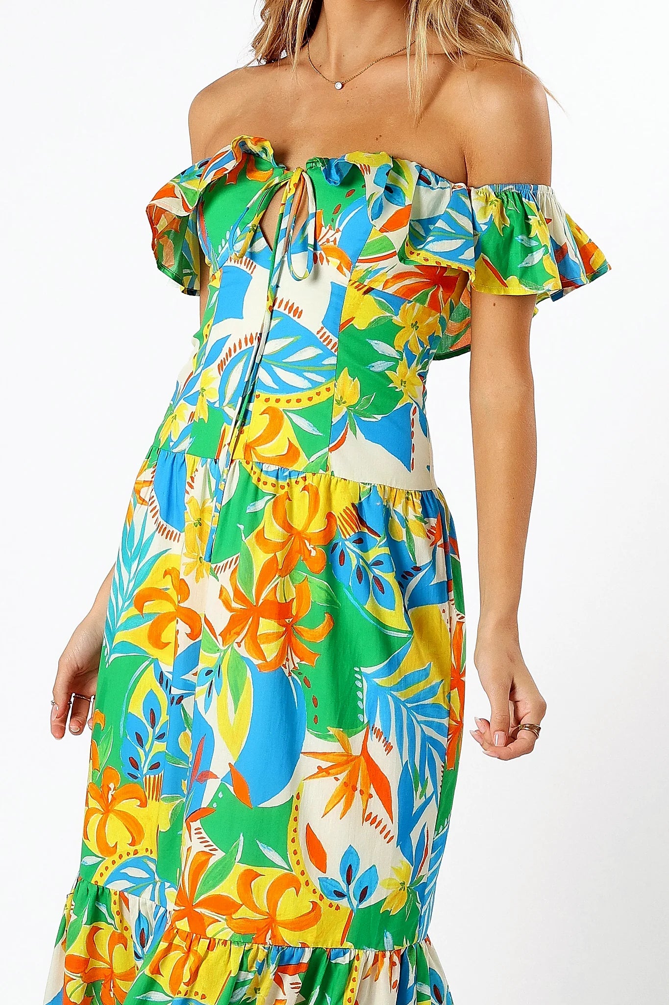 Harriet Off Shoulder Maxi Dress - Malta Print