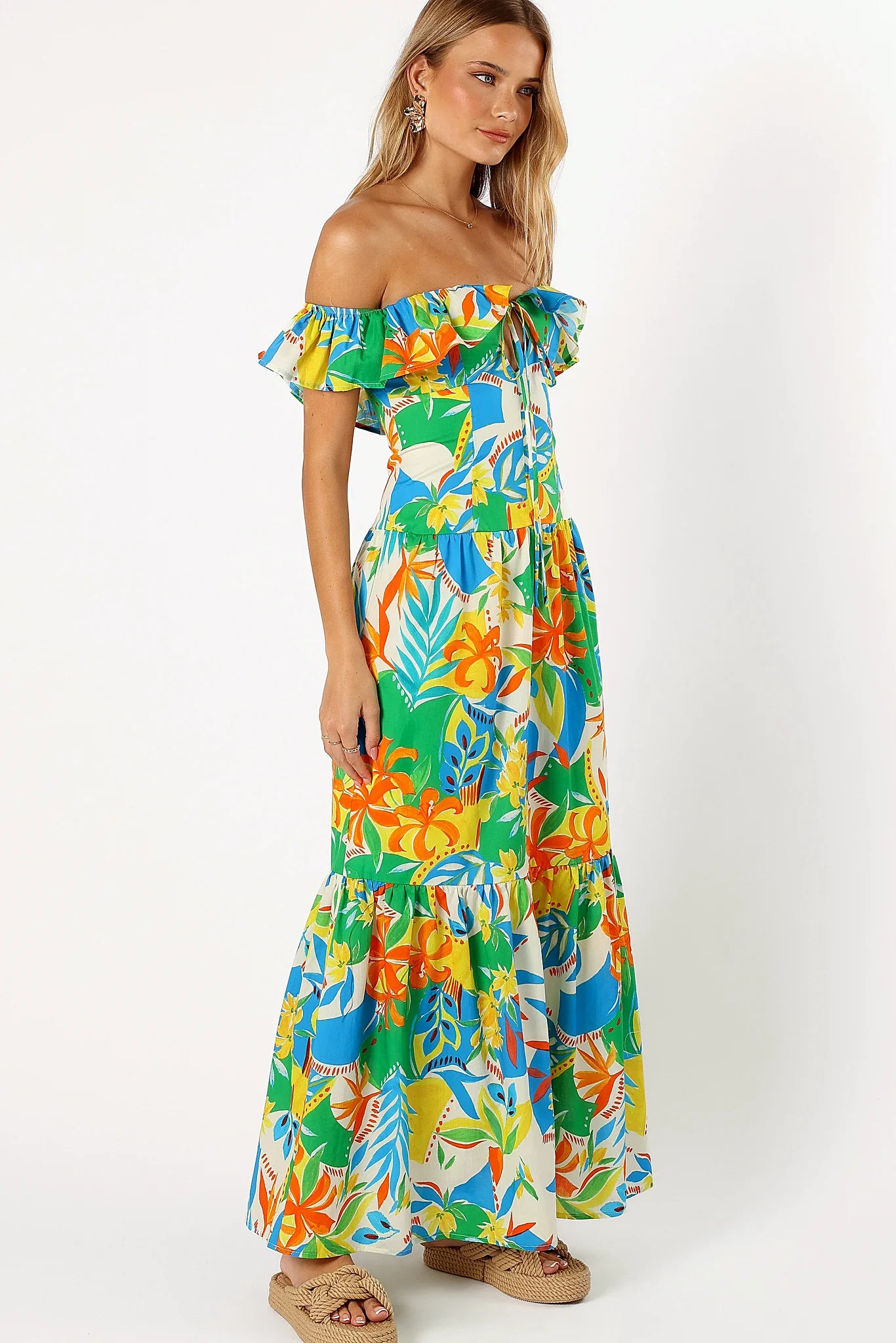 Harriet Off Shoulder Maxi Dress - Malta Print