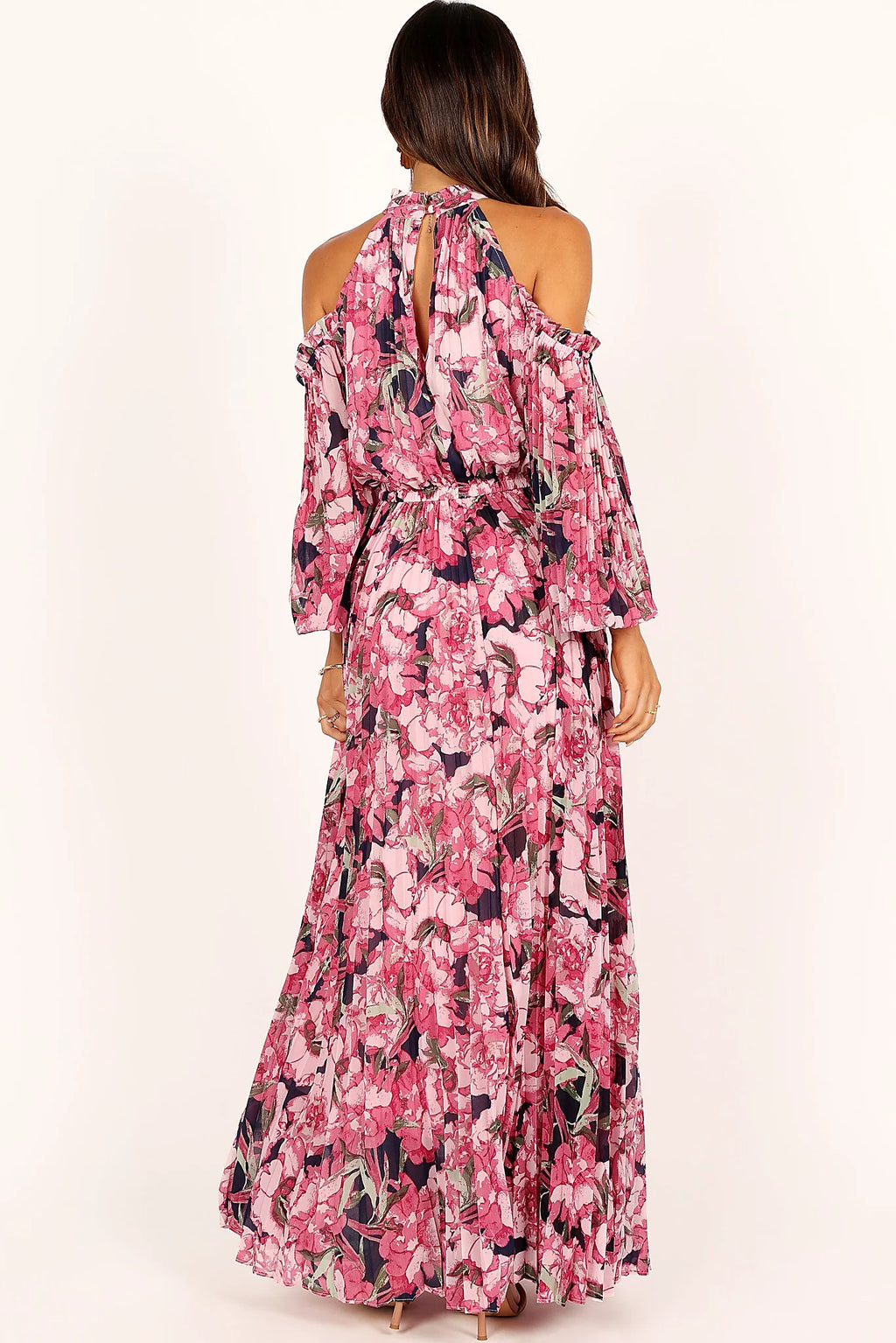 Hilary Pleated Maxi Dress - Pink Floral