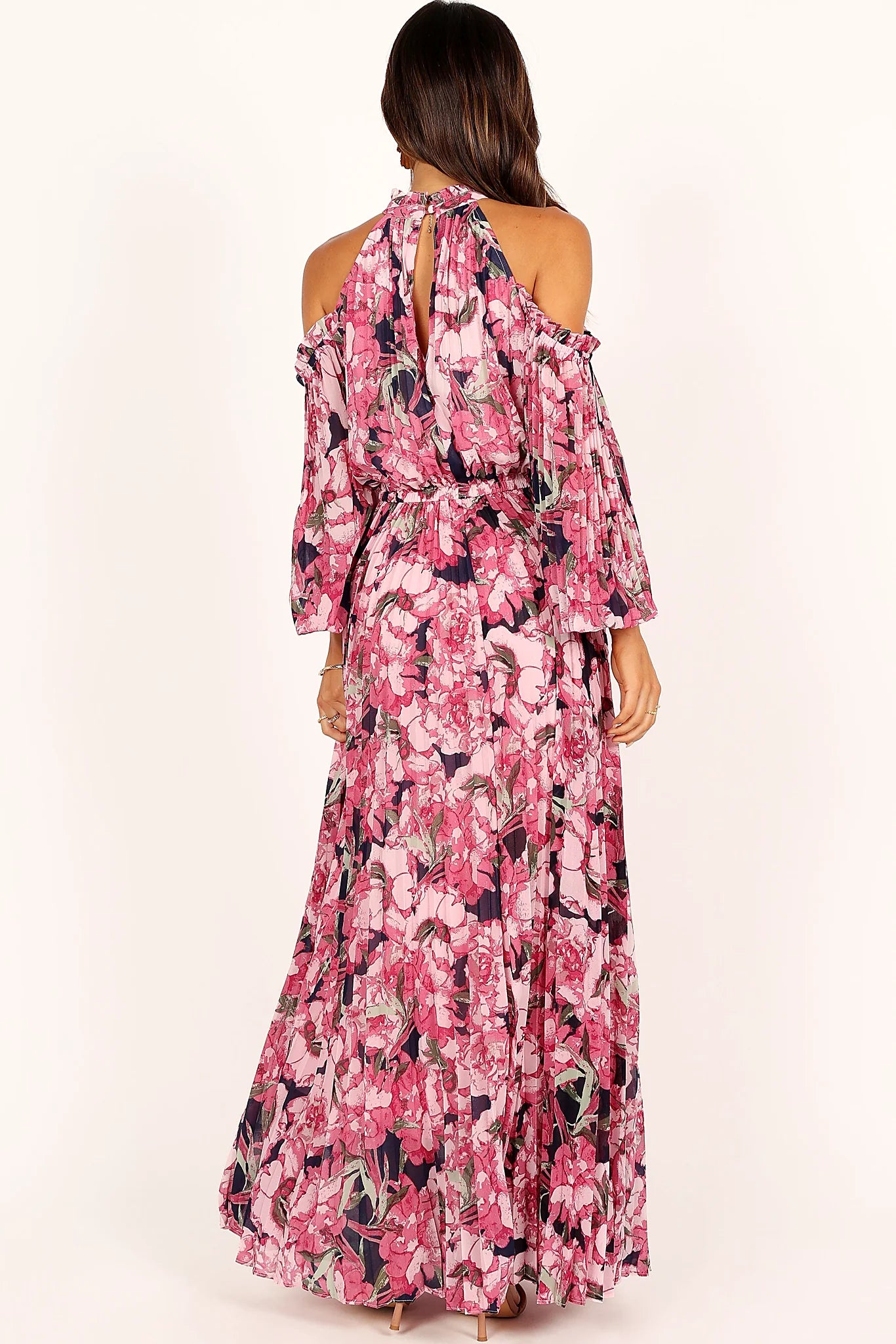 Hilary Pleated Maxi Dress - Pink Floral