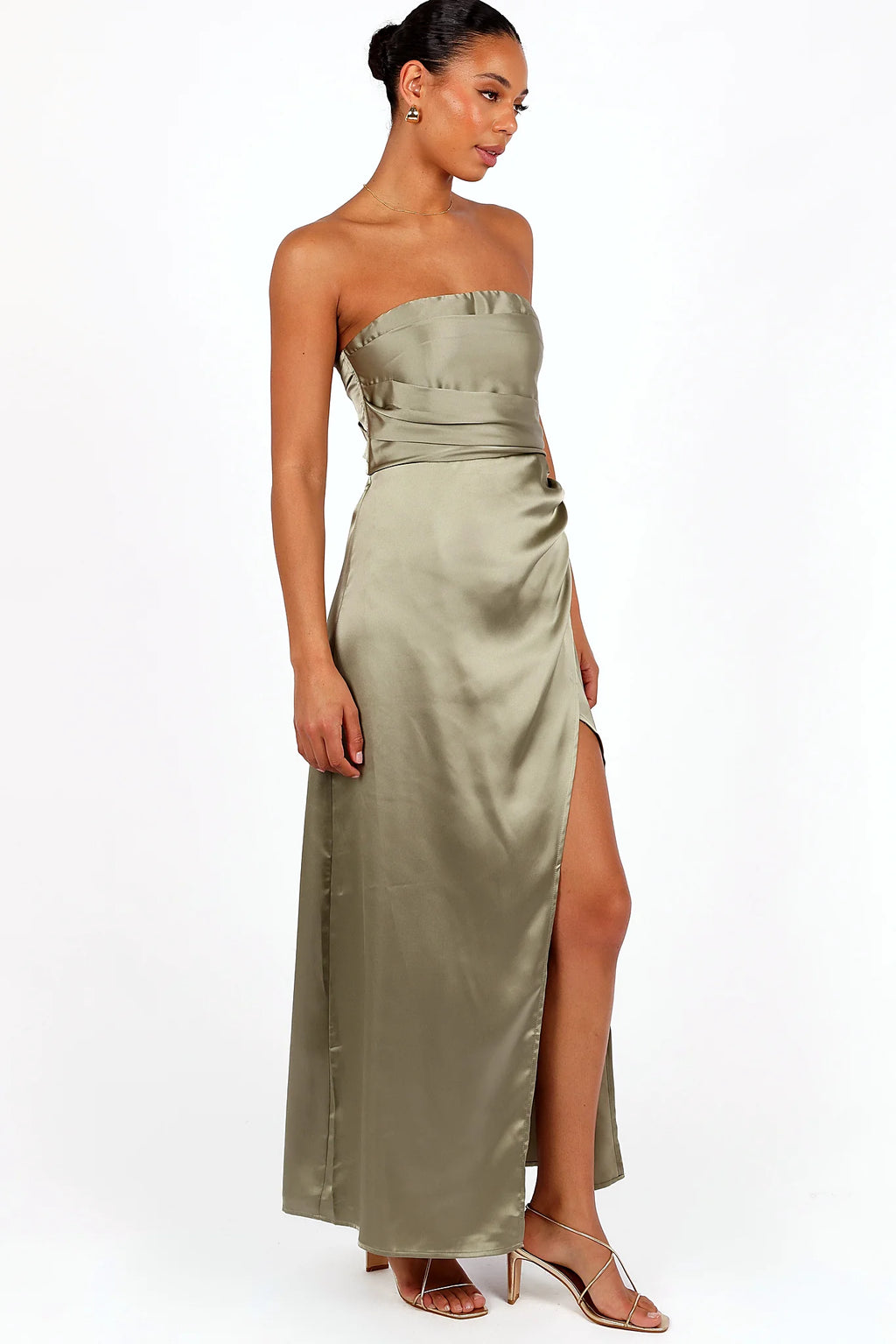 Kara Strapless Maxi Dress - Olive