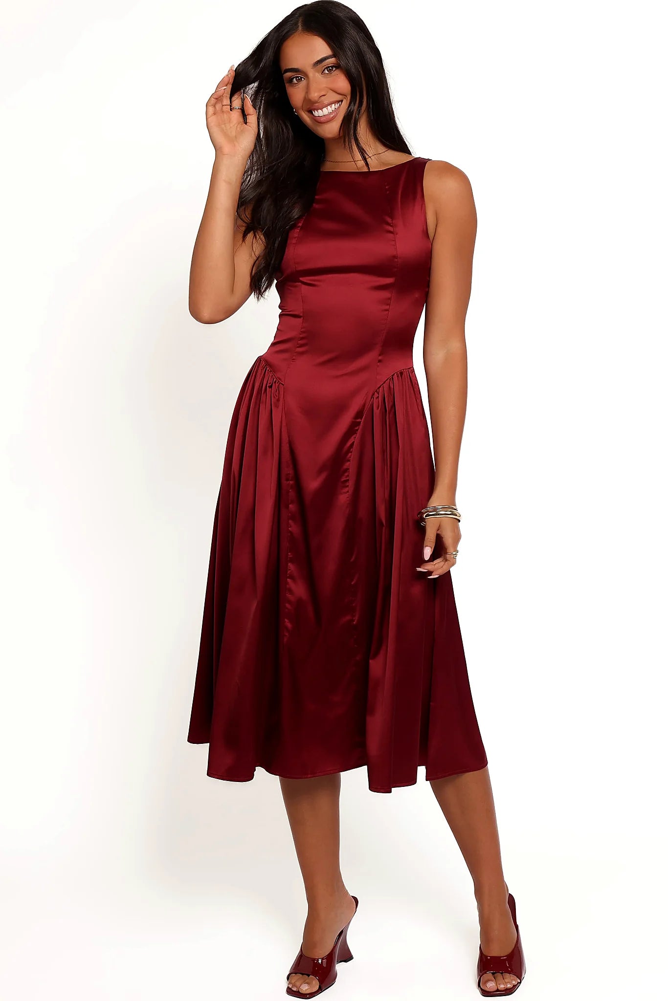 Katelyn Midi Dress - Burgundy