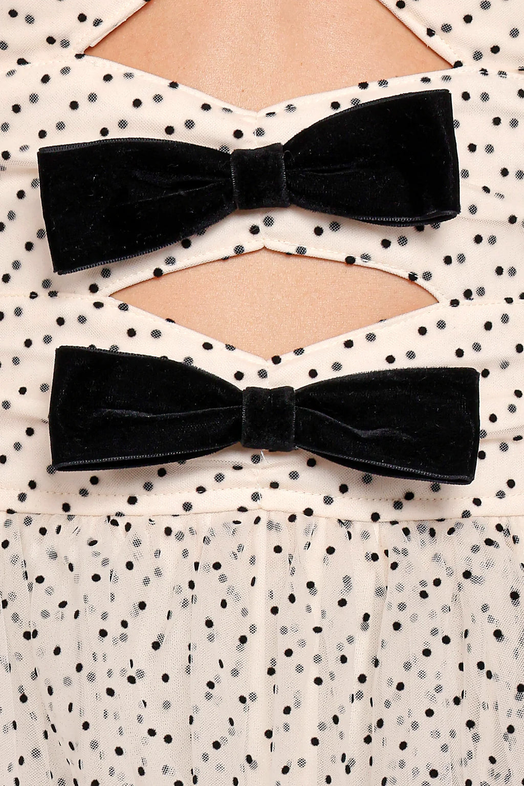 Kelari Strapless Midi Dress - Cream Polka Dot