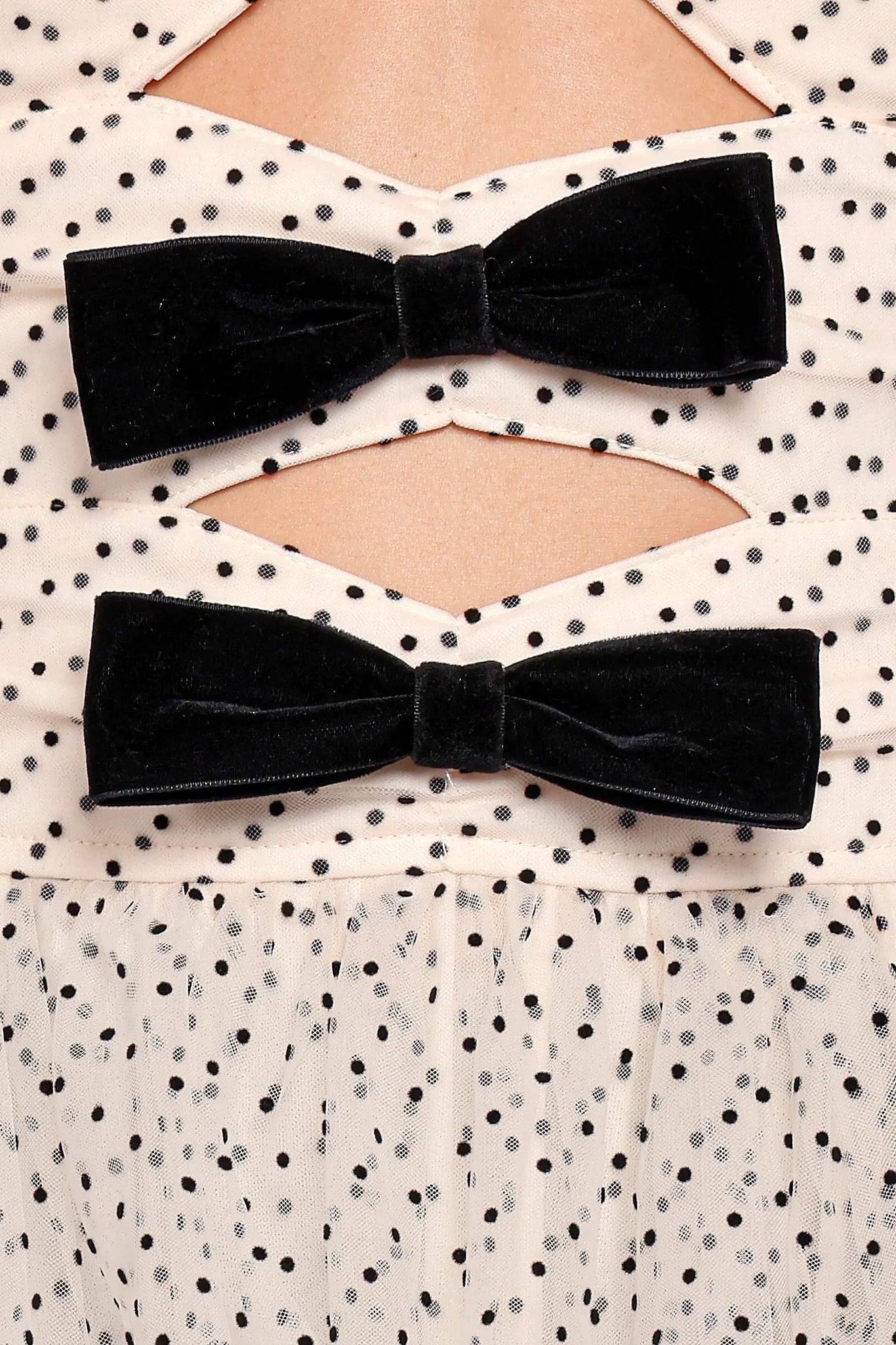 Kelari Strapless Midi Dress - Cream Polka Dot