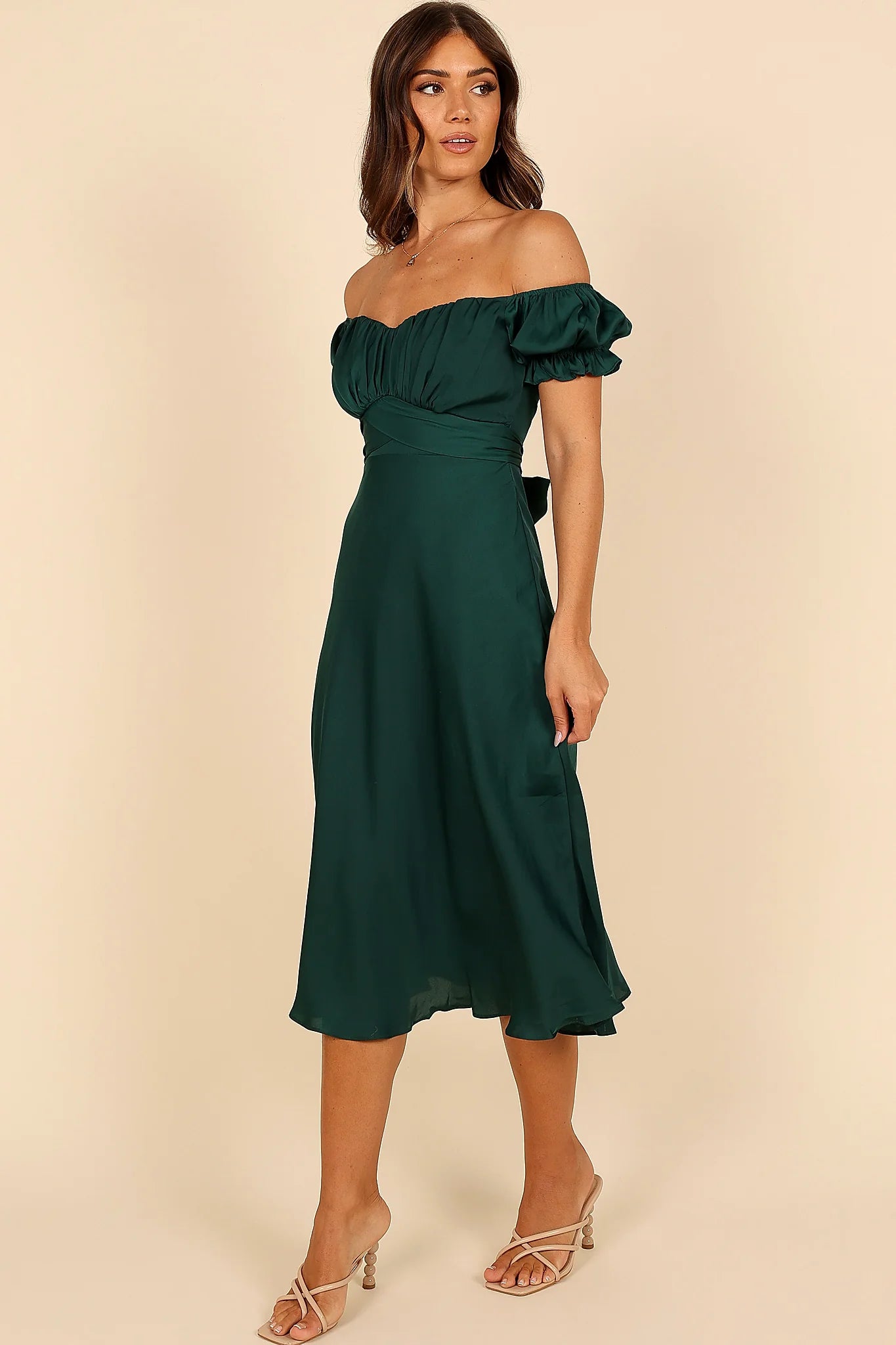 Mickenna Sweetheart Frill Midi Dress - Emerald