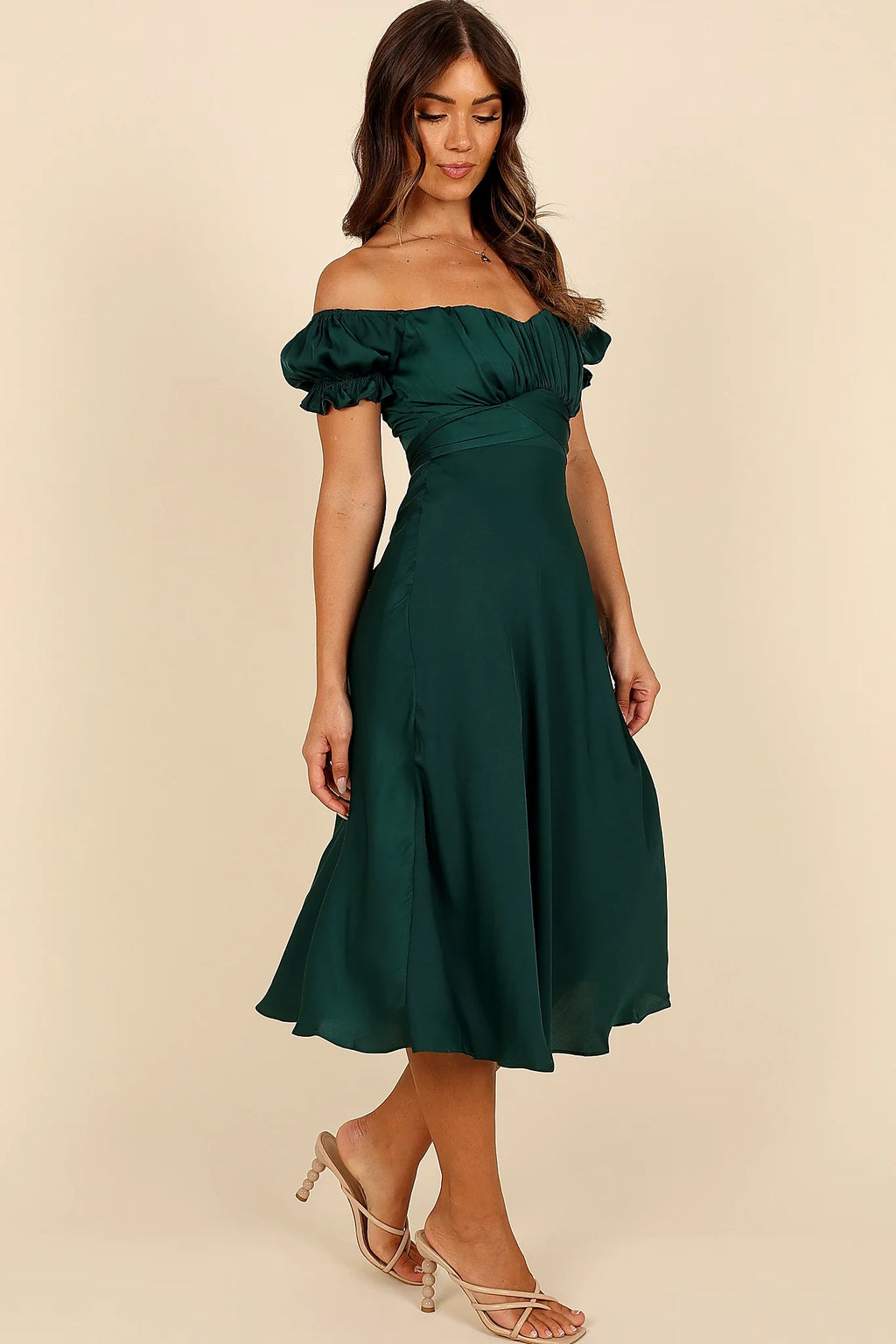 Mickenna Sweetheart Frill Midi Dress - Emerald