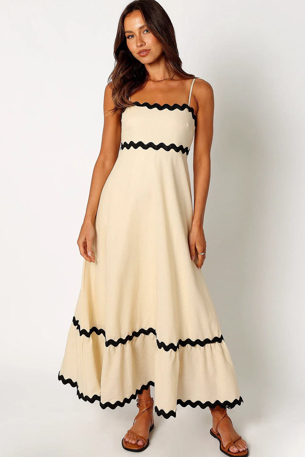 Yana Maxi Dress - Cream Black