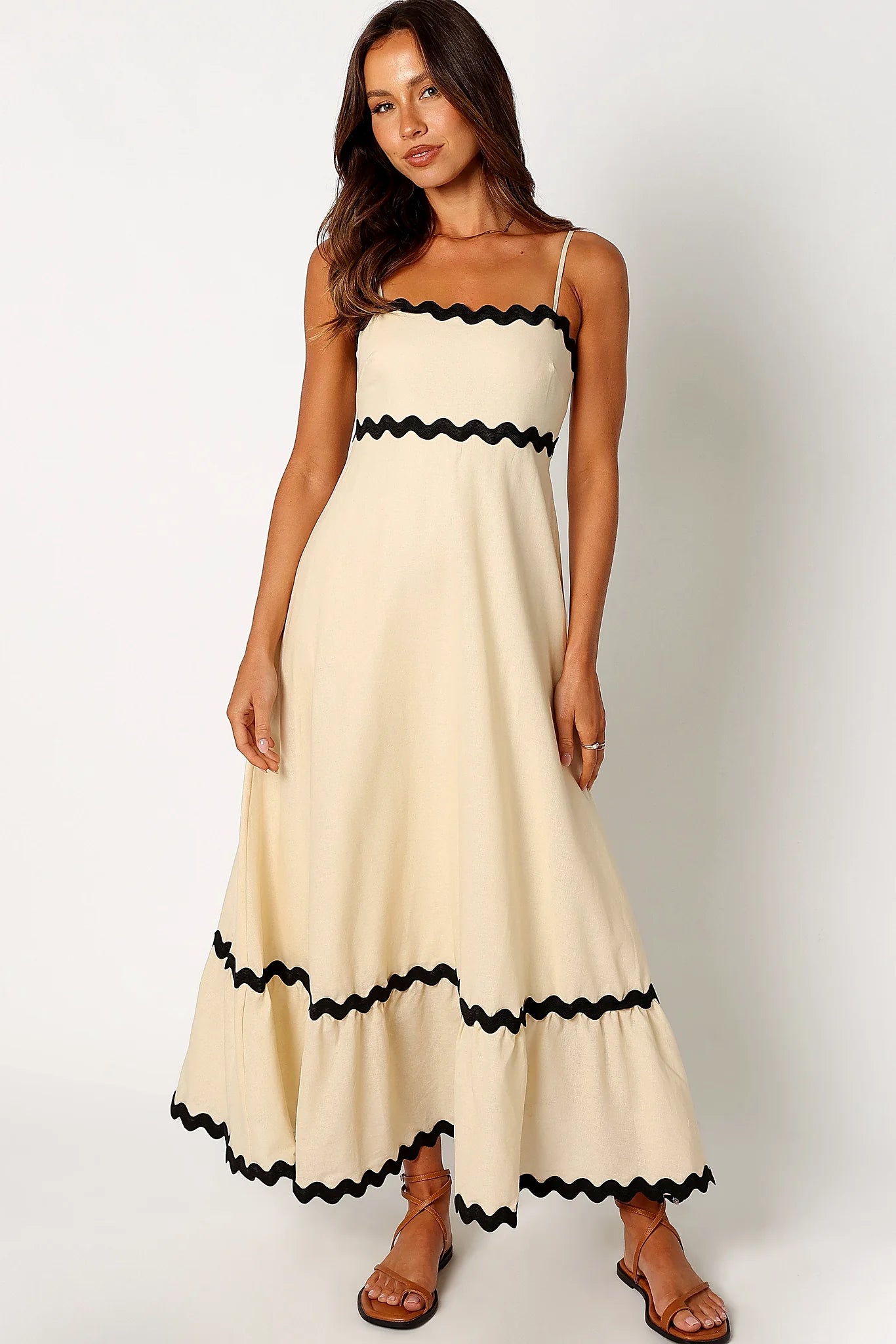 Yana Maxi Dress - Cream Black