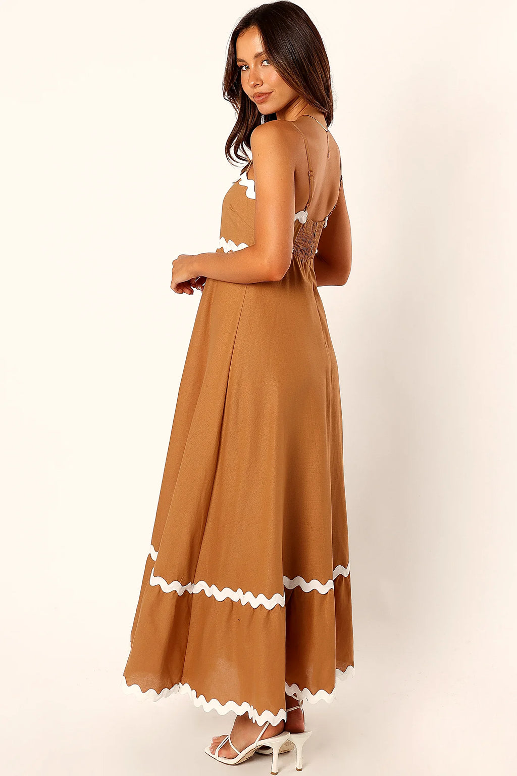 Yana Maxi Dress - Tan White