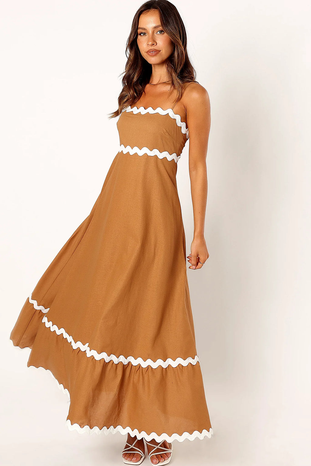 Yana Maxi Dress - Tan White