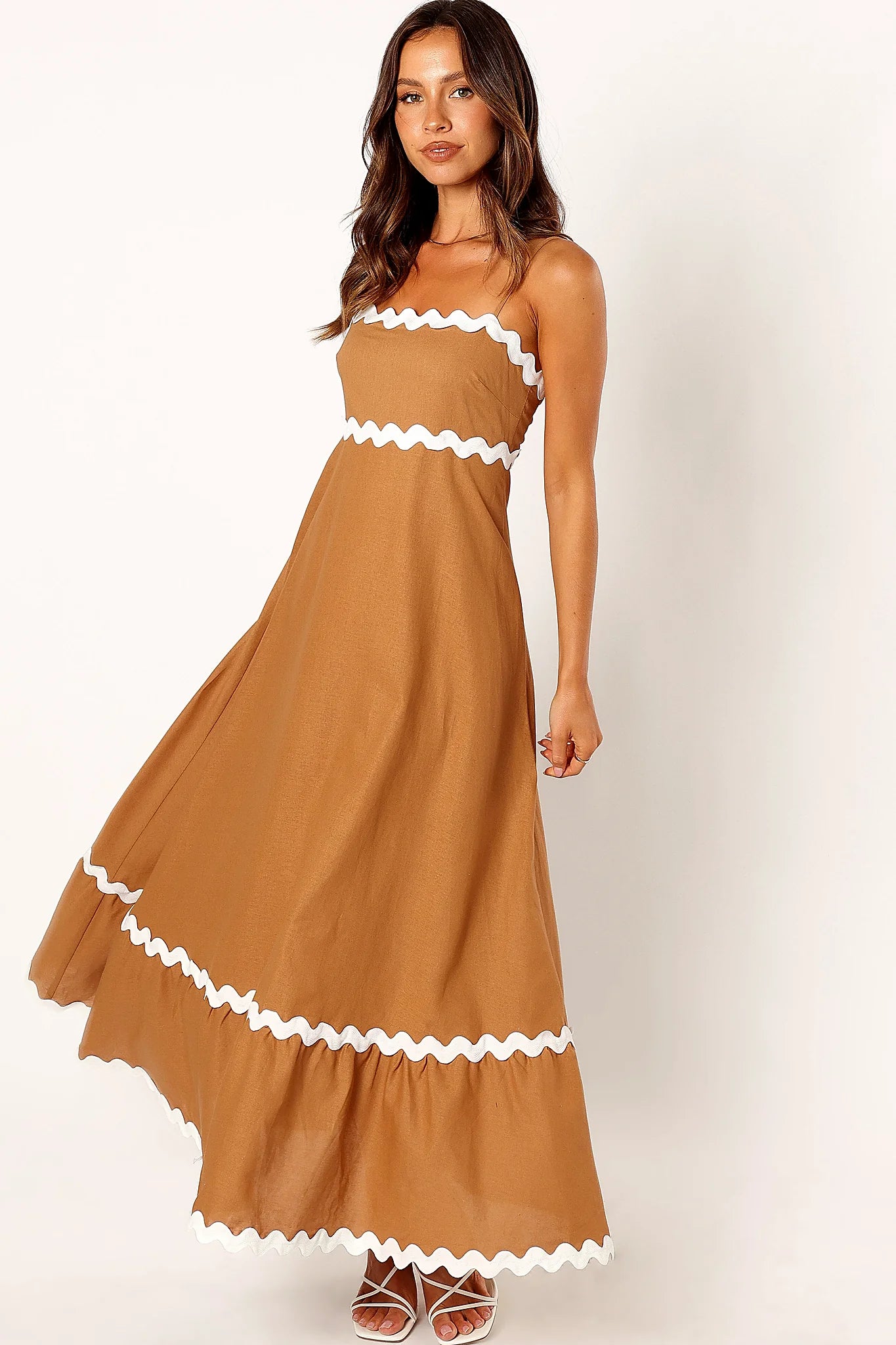 Yana Maxi Dress - Tan White