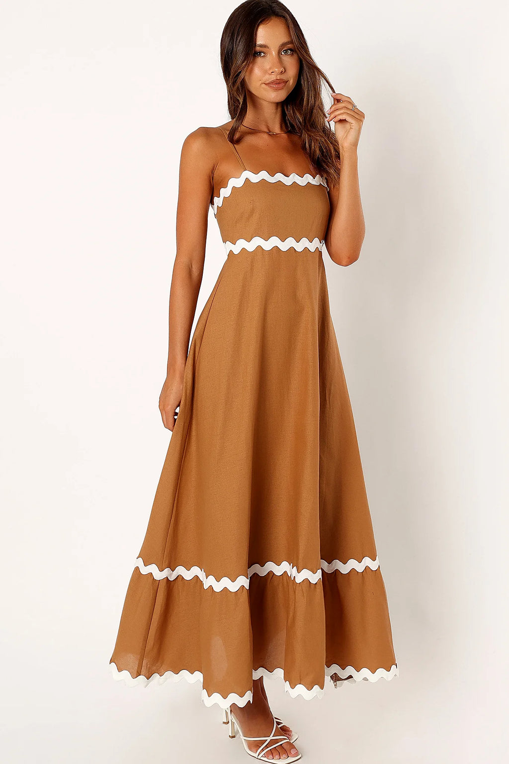 Yana Maxi Dress - Tan White