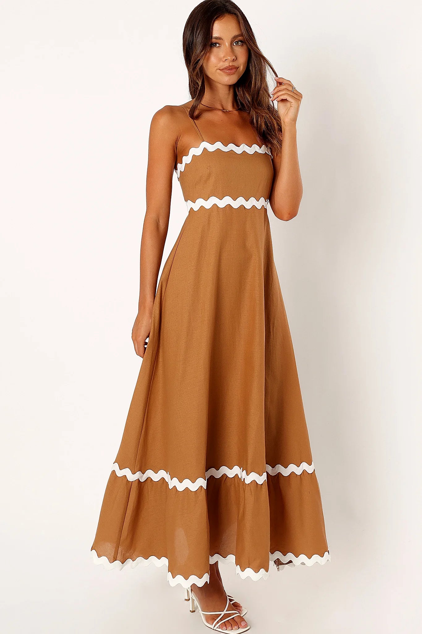 Yana Maxi Dress - Tan White