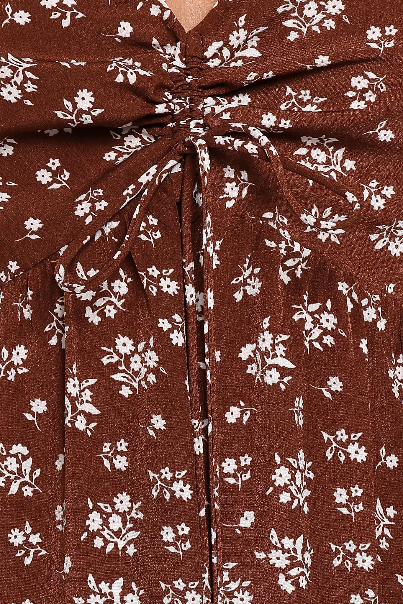 Zina Maxi Dress - Brown Ditsy Floral